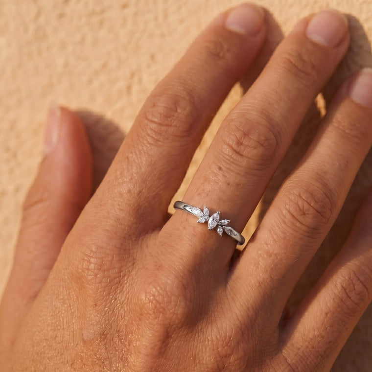 Bague Lotus - or blanc