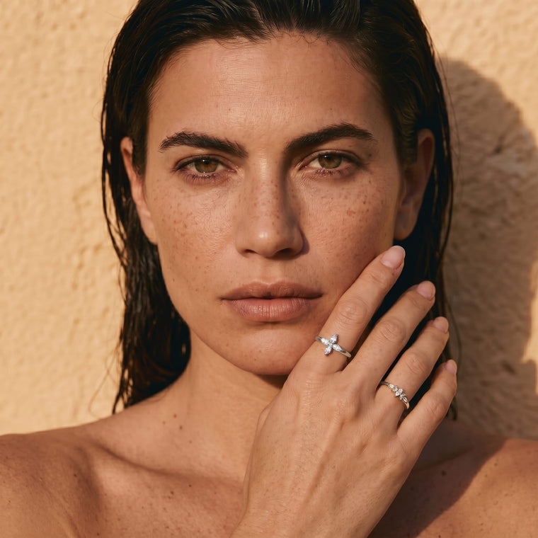 Bague Lotus - or blanc