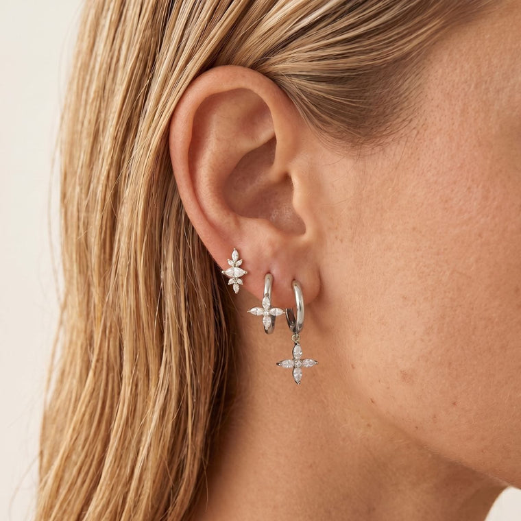 Boucle d'oreille Amaryllis - or blanc
