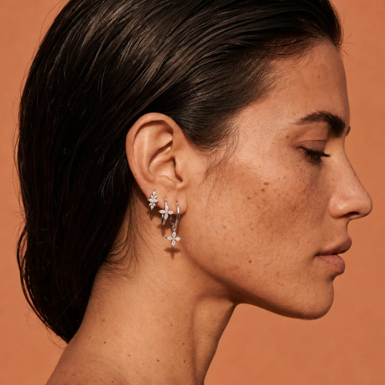 Boucle d'oreille Amaryllis - or blanc