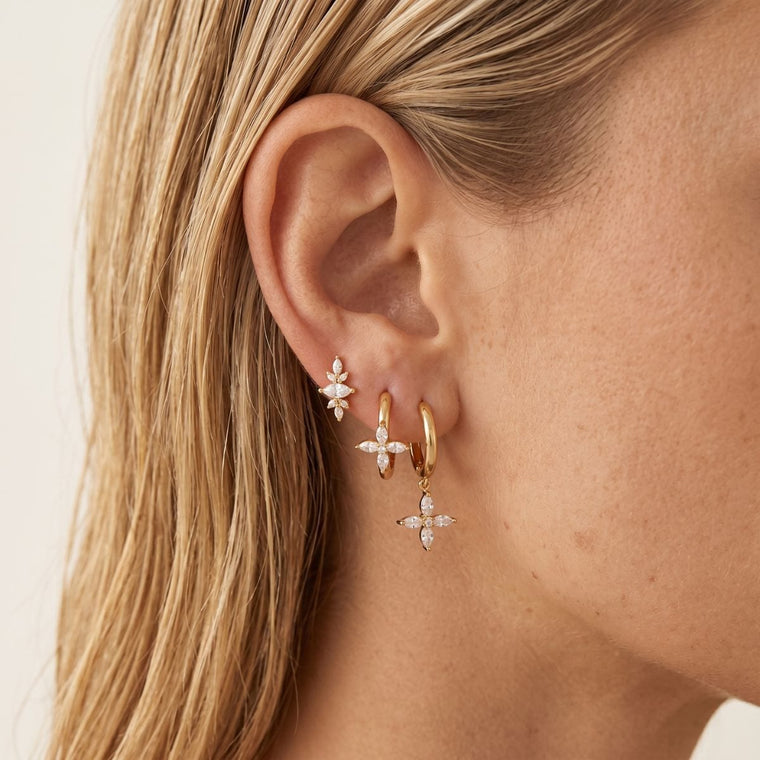 Boucle d'oreille Amaryllis - or jaune