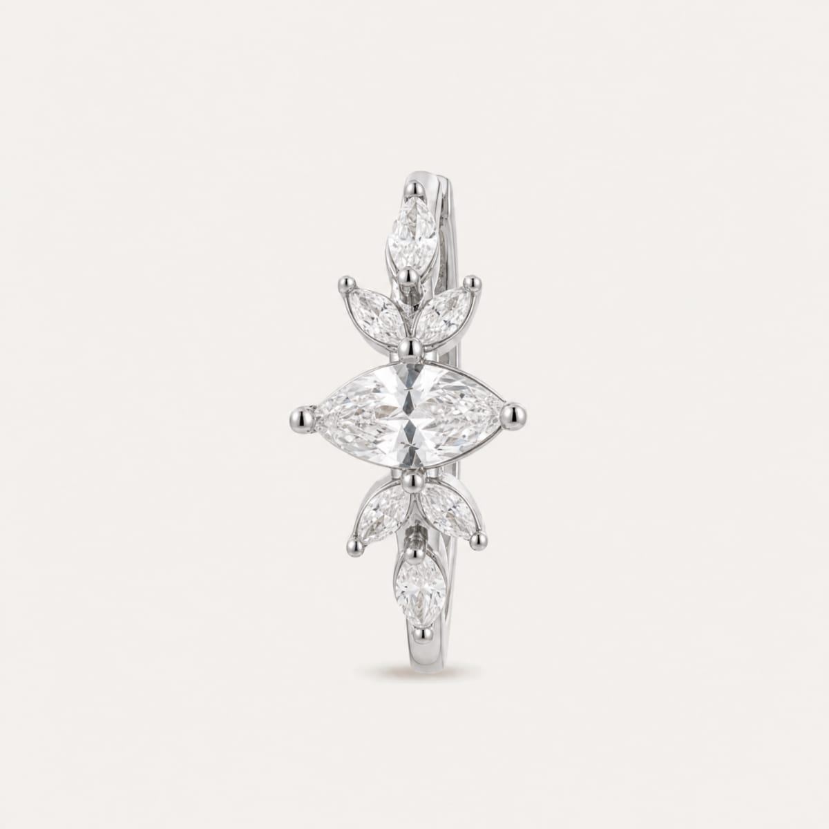 Boucle d'oreille Grande Éclosion - or blanc