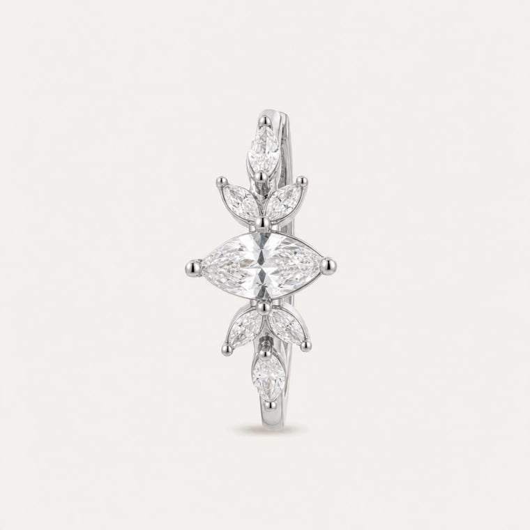 Boucle d'oreille Grande Éclosion - or blanc