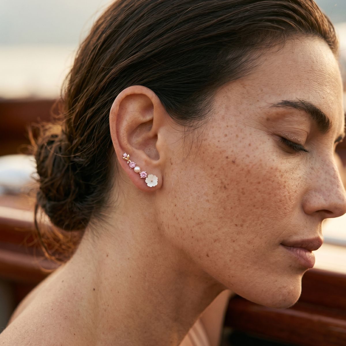 Boucle d'oreille fleur grimpante Côme