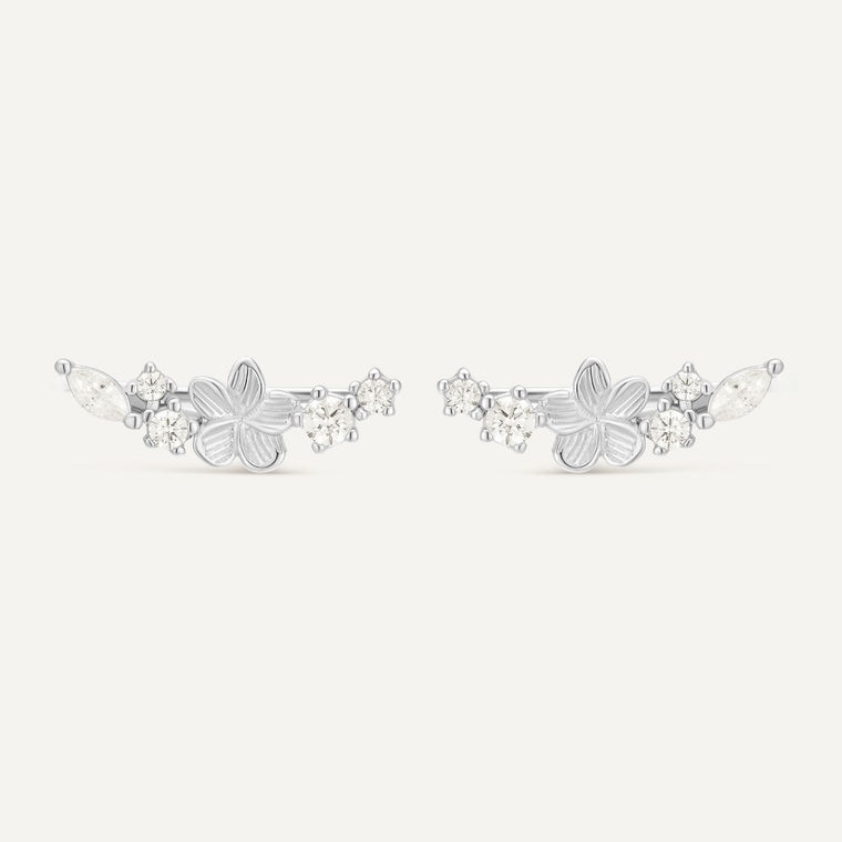 Boucle d'oreille grimpante argent. Boucle d'oreille qui remonte le long du lobe et ear cuff conch argent
