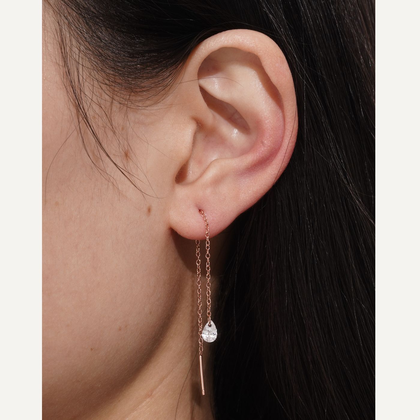 boucle d'oreille chaine or rose. Chaine d'oreille or rose Les joyaux d'Auré