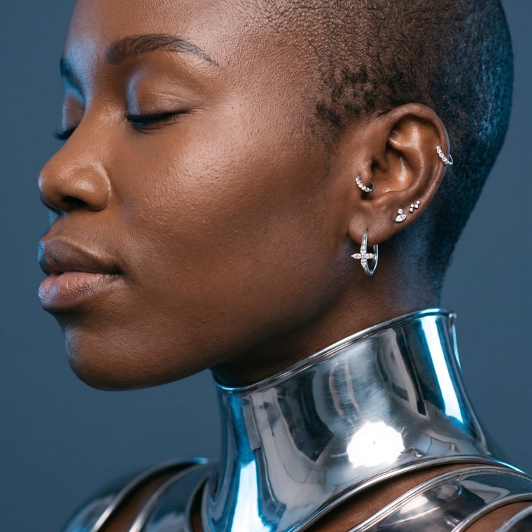 Piercing Aella en argent porté, Les Joyaux d'Auré