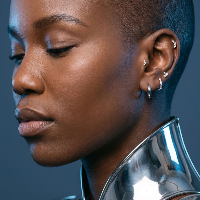 Piercing Aella en argent porté, Les Joyaux d'Auré