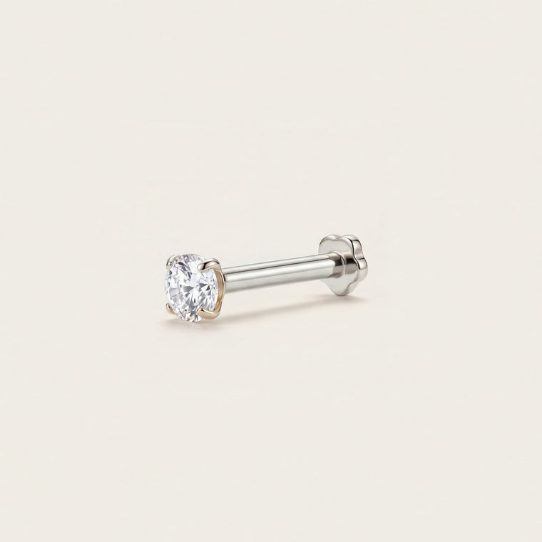 Piercing Rosée en argent, pierre ronde de 1,5 mm, à porter au cartilage, Les Joyaux d'Auré