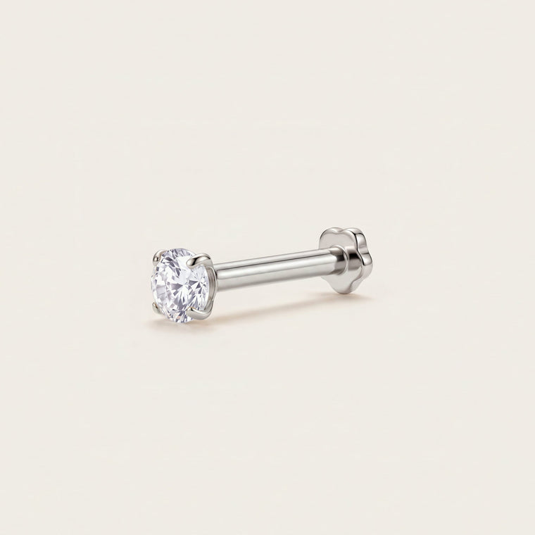Piercing Rosée en argent, pierre ronde de 2,5 mm, à porter au cartilage, Les Joyaux d'Auré