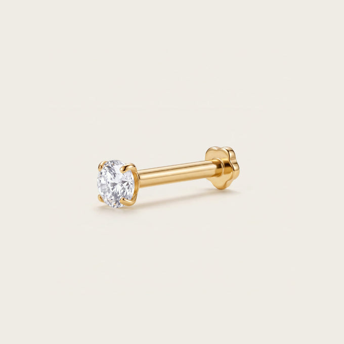 Piercing Rosée en or jaune, pierre ronde de 2,5 mm, à porter au cartilage, Les Joyaux d'Auré