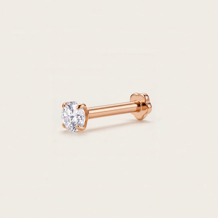 Piercing Rosée en or rose, pierre ronde de 2,5 mm, à porter au cartilage, Les Joyaux d'Auré