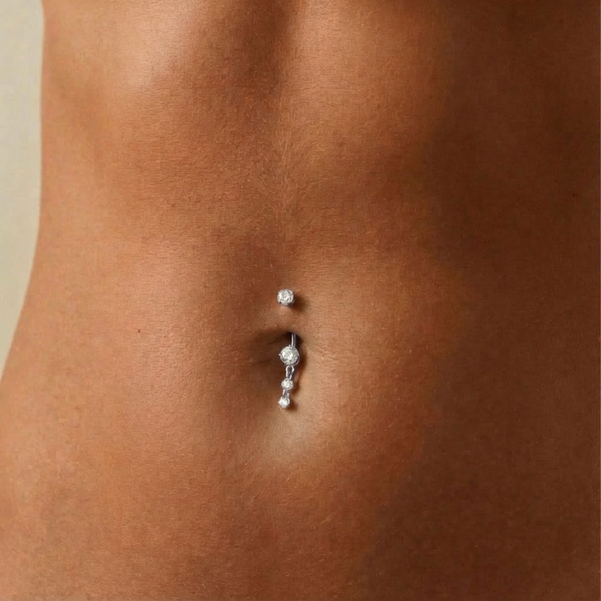 piercing nombril titane argent et pierres
