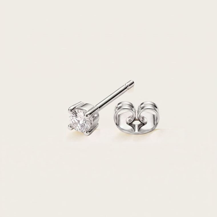 Boucle d'oreille Pollen 2,5 mm en argent, vue de face, Les Joyaux d'Auré
