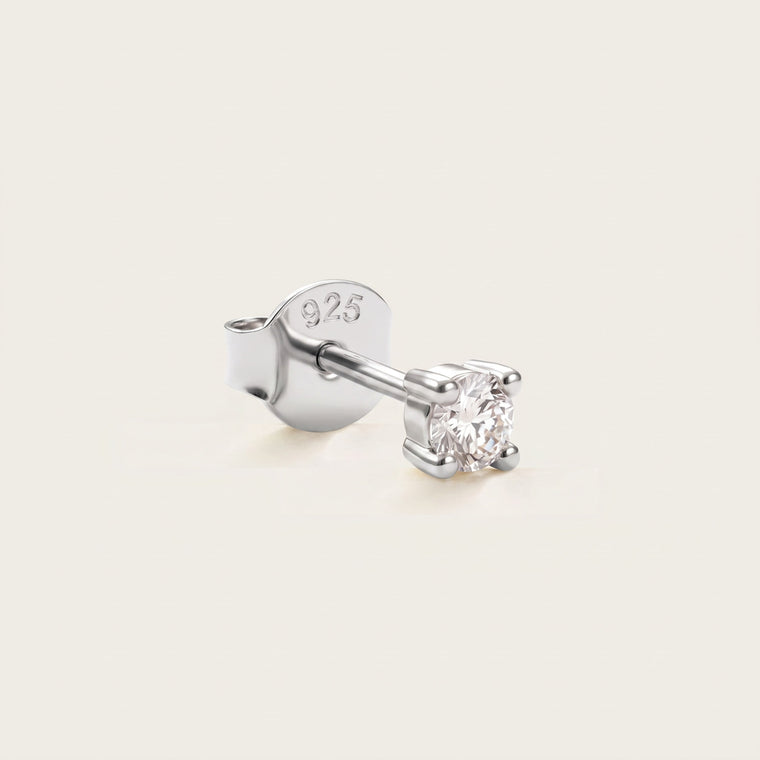Boucle d'oreille Pollen 2,5 mm en argent, trois quarts, Les Joyaux d'Auré