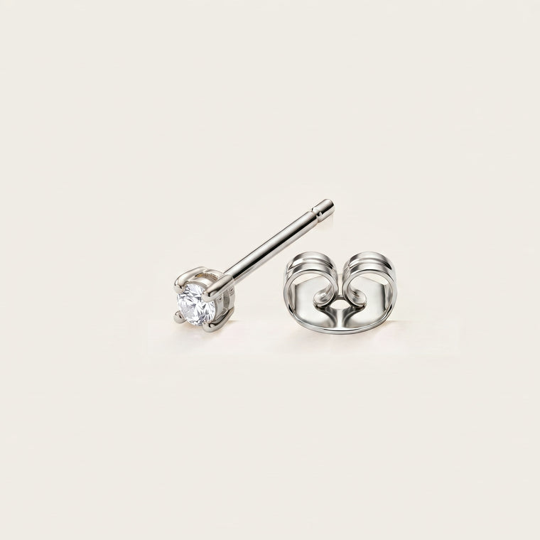 Boucle d'oreille Pollen 2 mm en argent, vue de face, Les Joyaux d'Auré