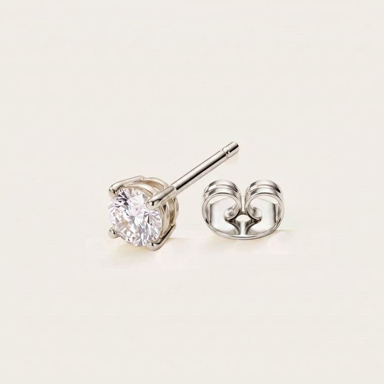 Boucle d'oreille Pollen 3 mm en argent, vue de face, Les Joyaux d'Auré