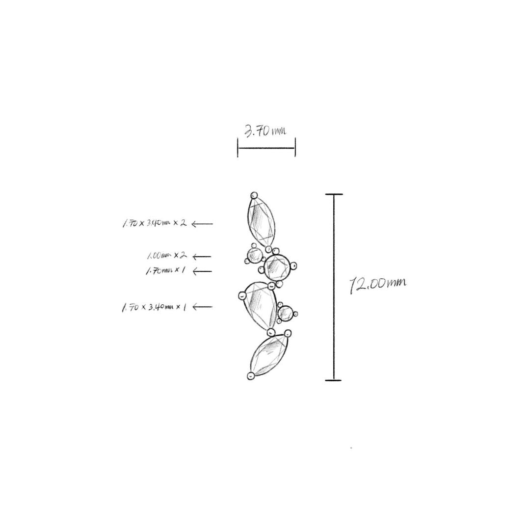 Piercings d'oreilles or jaune. Piercing dorés de qualité pour oreilles sensibles. Compositions de bijoux d'oreilles pour femme. Les Joyaux d'Auré