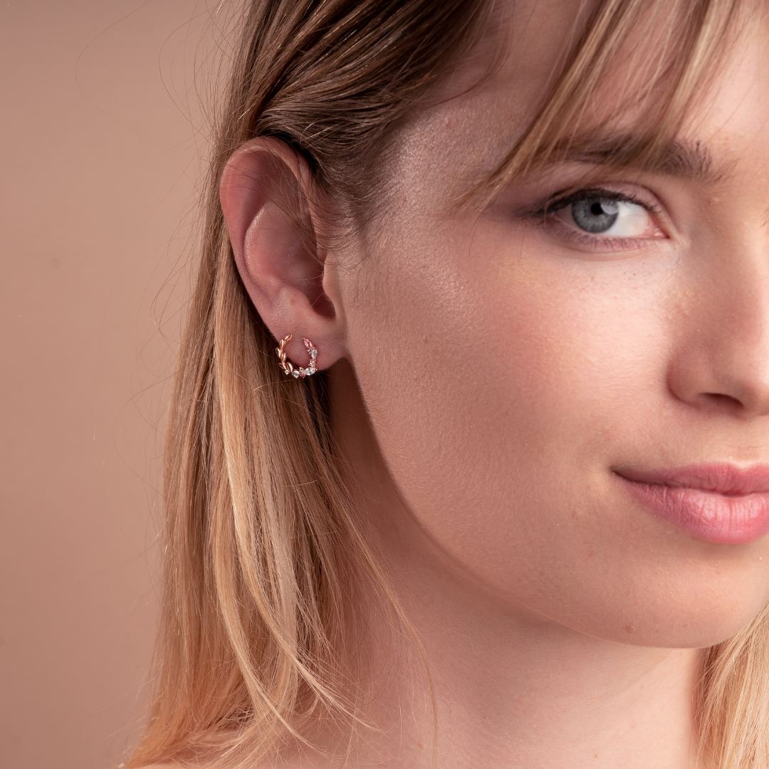 Boucle d'oreille ronde. Boucle d'oreille pour femme en forme de couronne de fleur. Boucle d'oreille épis de blé. Boucles d'oreilles originales pour femme. Les joyaux d'Auré